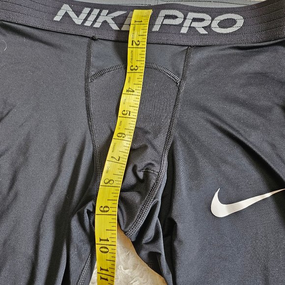 NIKE PRO Jock Man's Black spandex TIGHTS 3/4 Compression Pants Size M - Picture 5 of 9